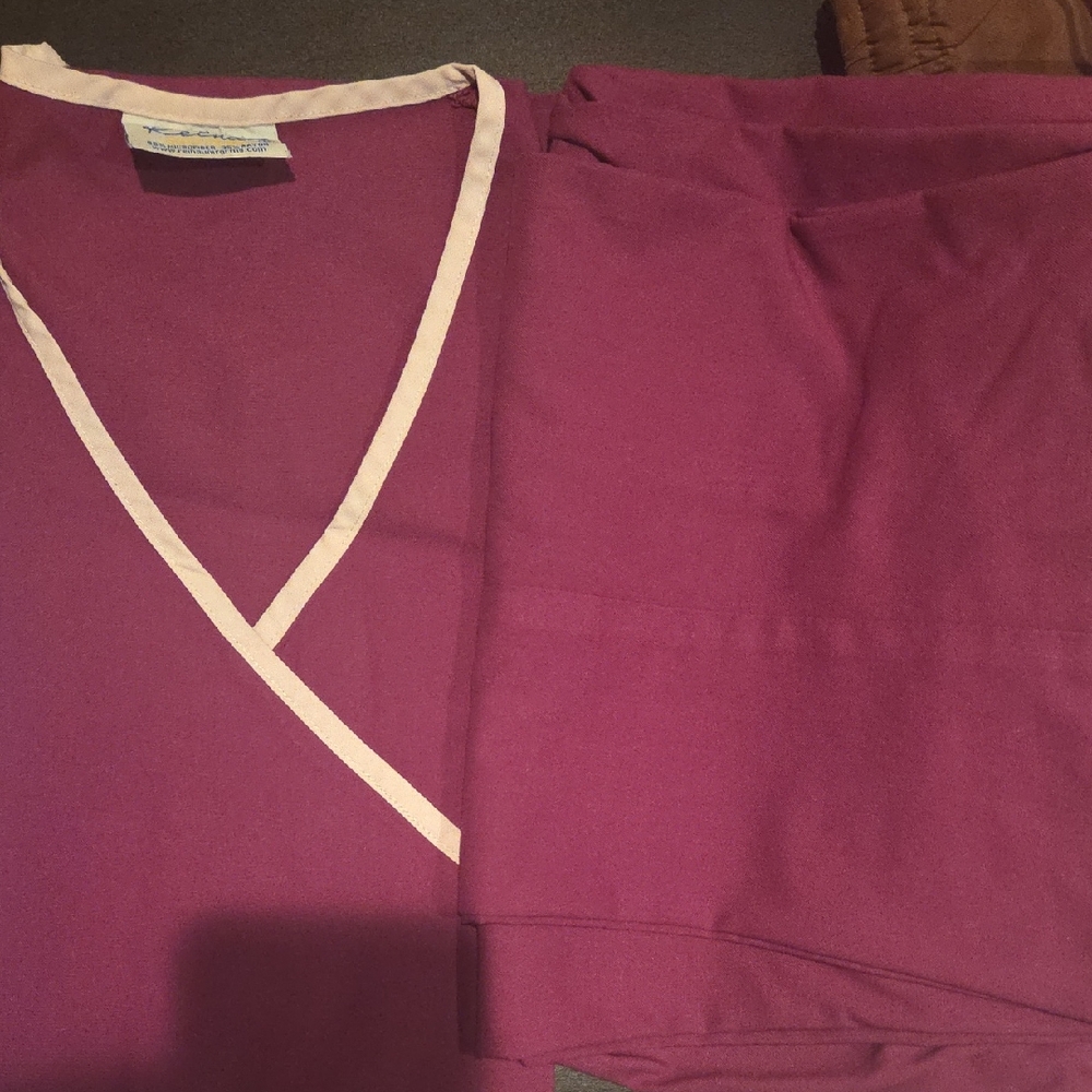 Purple Scrub Set with White Trim